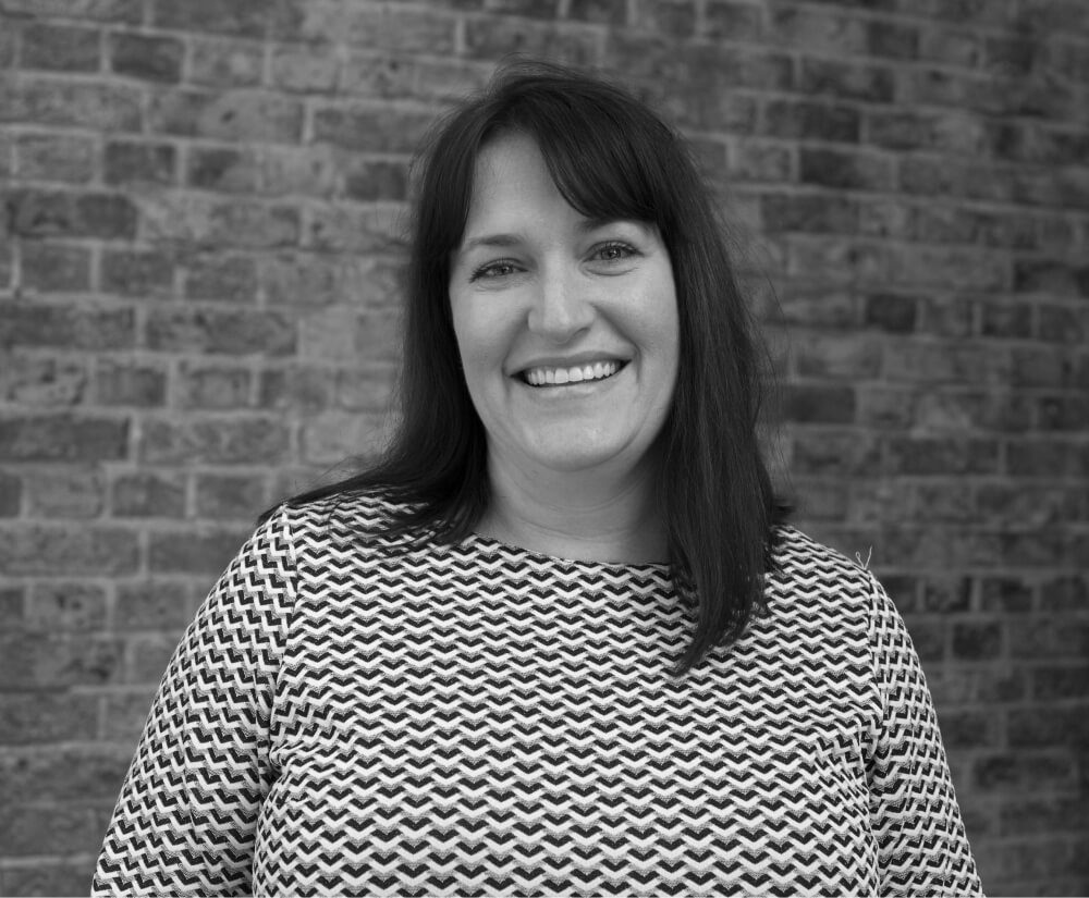 A black and white picture of Berkshire based Architect, Bronwen Gombert
